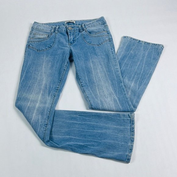LEI Ashley Lowrise Boot Womens Jeans Size 11 Regular Stretch Light Wash - Picture 1 of 12